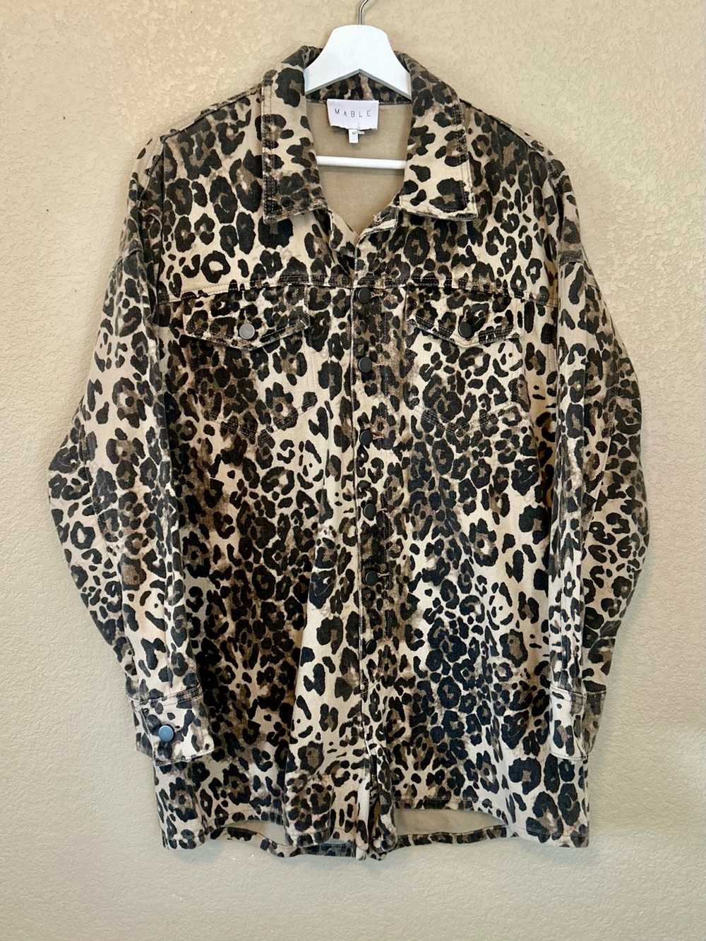 Anthropologie MABLE Leopard Print Romper Beige/Black M Oversized Animal Cheetah - Picture 2 of 11